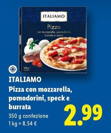 Italiamo - Pizza Con Mozzarella, Pomodorini, Speck E Burrata