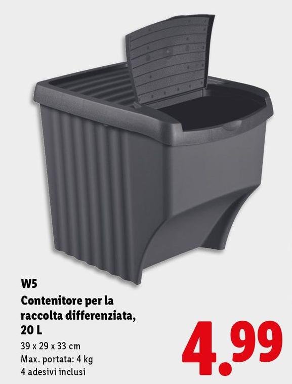 W5 - Contenitore Per La Raccolta Differenziata,20 L