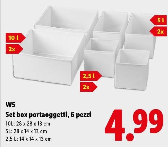 W5 - Set Box Portaoggetti,6 Pezzi
