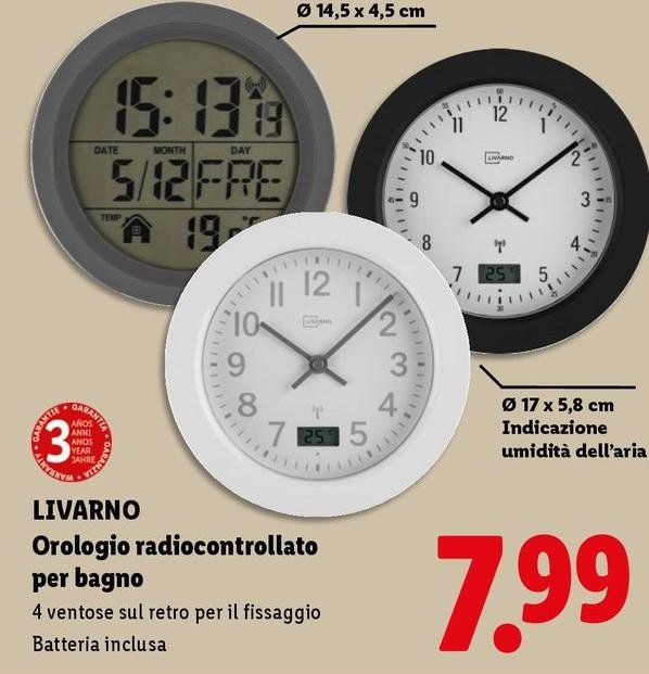 Livarno - Orologio Radiocontrollato Per Bagno