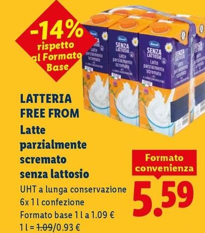 Latteria Free From - Latte Parzialmente Scremato Senza Lattosio