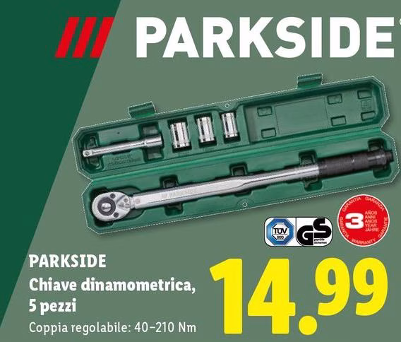 Parkside - Chiave Dinamonetrica, 5 Pezzi
