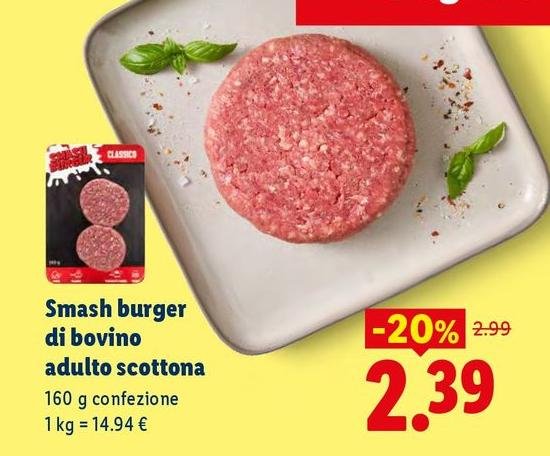 Smash Burger Di Bovino Adulto Scottona