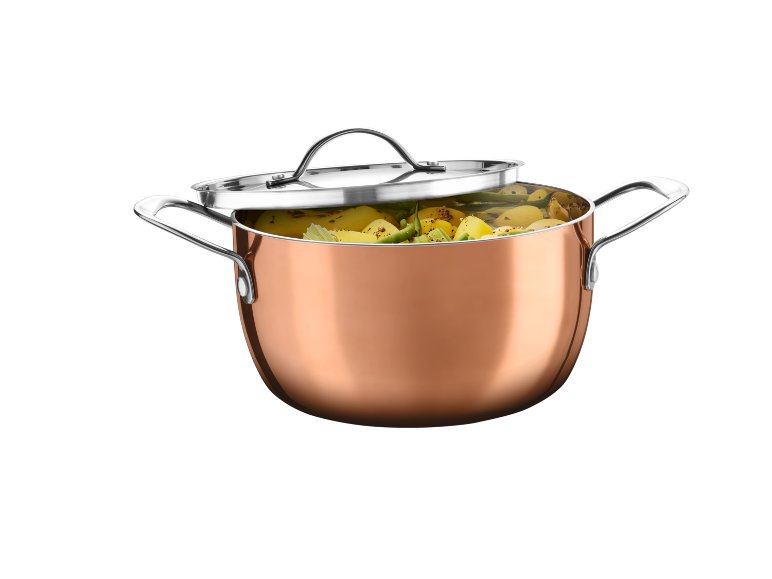 Pentola con rivestimento in rame e coperchio Ø 20 cm