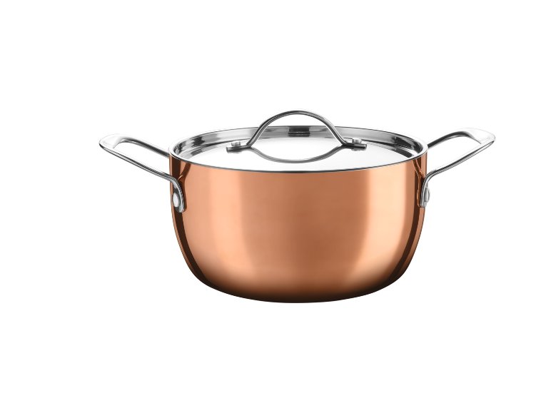 Pentola con rivestimento in rame e coperchio Ø 20 cm