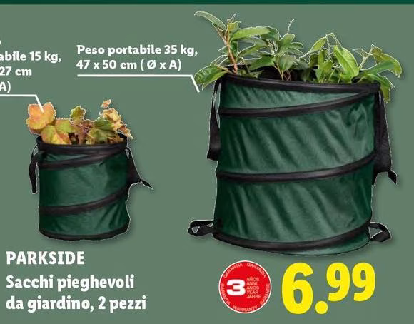 Parkside - Sacchi Pieghevoli Da Giardino, 2 Pezzi