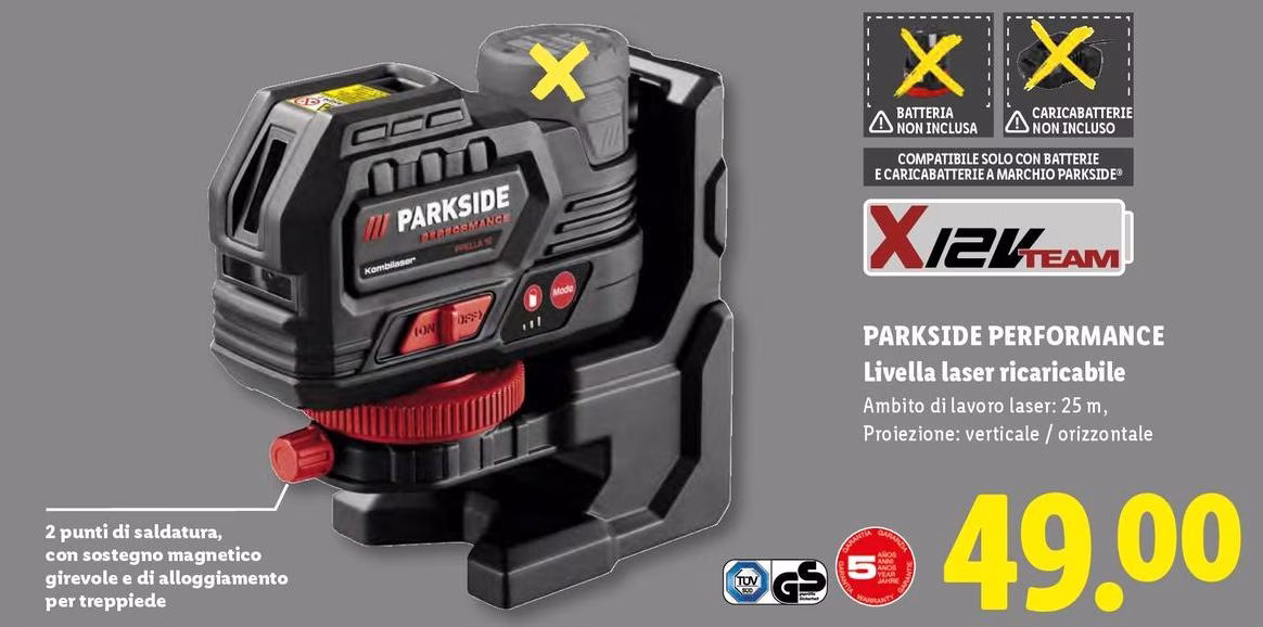 Parkside Performance - Livella Laser Ricaricabile