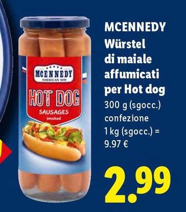 Mcennedy - Würstel Di Maiale Affumicati Per Hot Dog