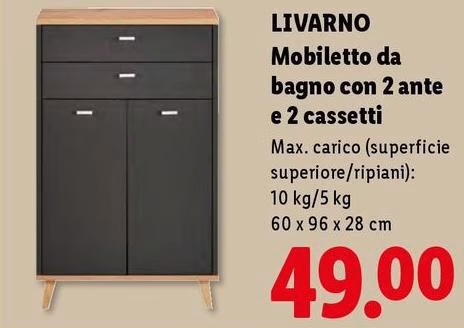 Livarno - Mobiletto Da Bagno Con 2 Ante E 2 Cassetti