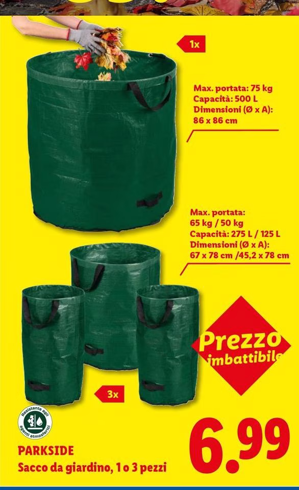 Parkside - Sacco Da Giardino, 1 O 3 Pezzi