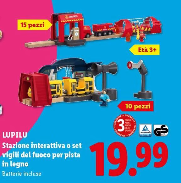 Lupilu - Stazione Interattiva O Set Vigili Del Fuoco Per Pista In Legno