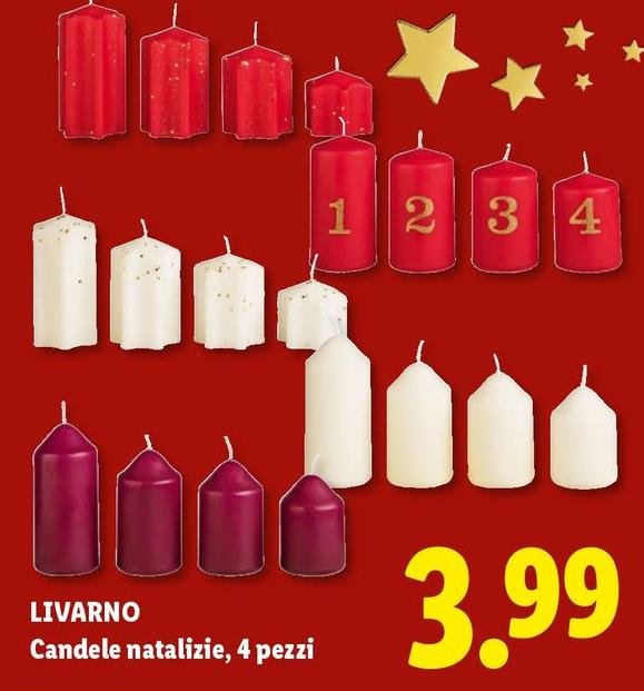 Livarno - Candele Natalizie, 4 Pezzi