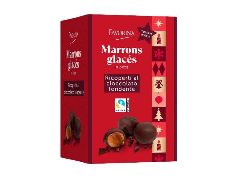 Marrons glacés in pezzi ricoperti di cioccolato