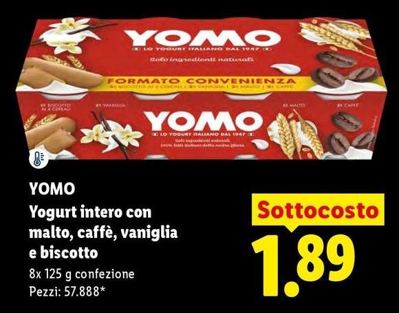 Yomo - Yogurt Intero Con Malto, Caffè, Vaniglia E Biscotto
