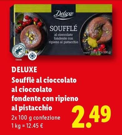 Deluxe - Soufflè Al Cioccolato Al Cioccolato Fondente Con Ripieno Al Pistacchio