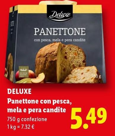 Deluxe - Panettone Con Pesca, Mela E Pera Candite