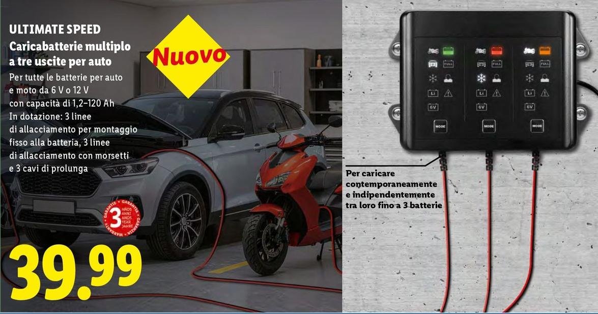 Ultimate Speed - Caricabatterie Multiplo A Tre Uscice Per Auto