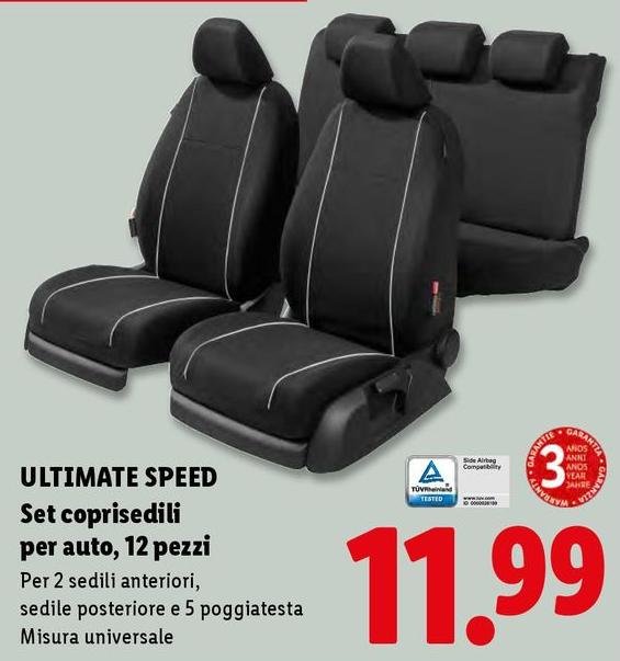 Ultimate Speed -  Set Coprisedili Per Auto, 12 Pezzi