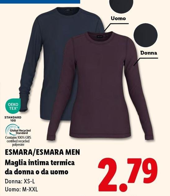Esmara/Esmara Men - Maglia Intima Termica Da Donna O Da Uomo