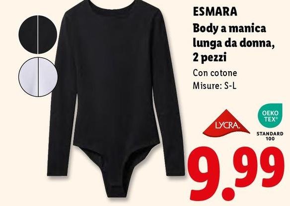 Esmara - Body A Manica Lunga Da Donna, 2 Pezzi