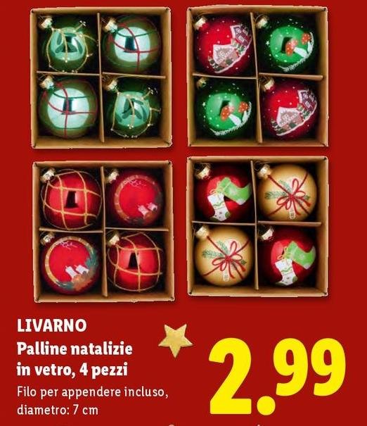Livarno - Palline Natalizie In Vetro, 4 Pezzi