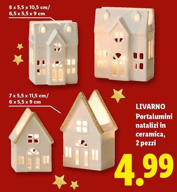 Livarno - Portalumini Natalizi In Ceramica, 2 Pezzi