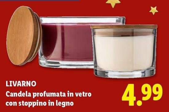 Livarno - Candela Profumata In Vetro Con Stoppino In Legno