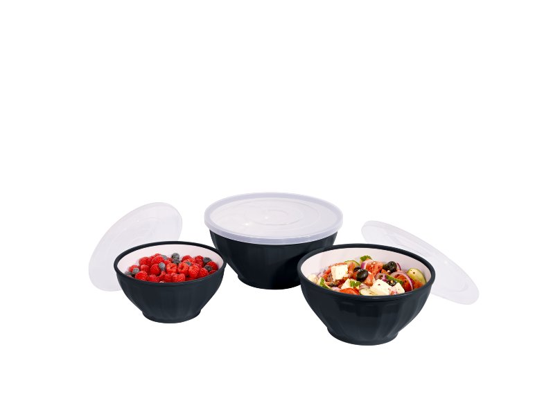 Set ciotole con coperchio, 3 pezzi