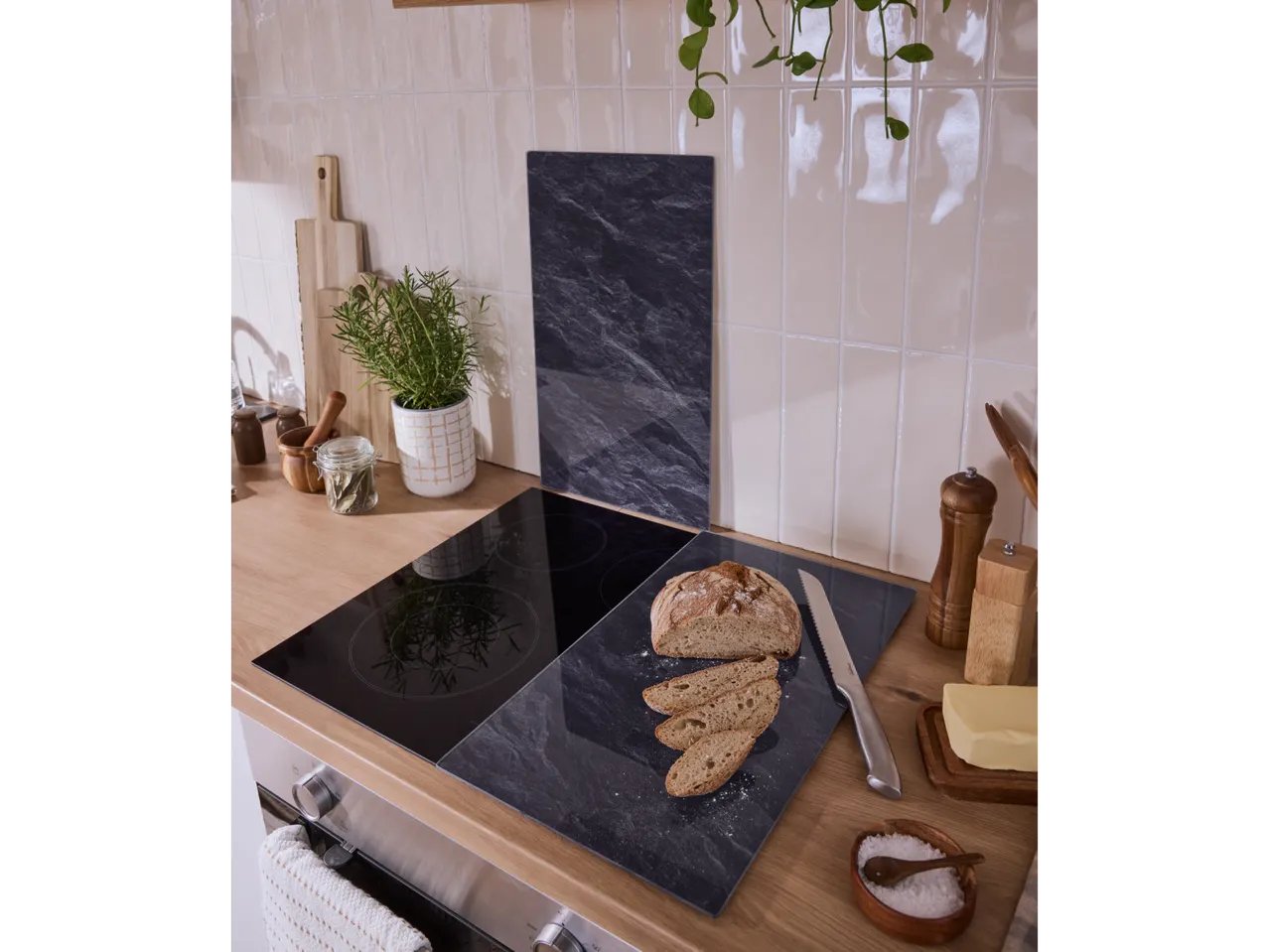 Copri piano cottura in vetro, 2 pezzi