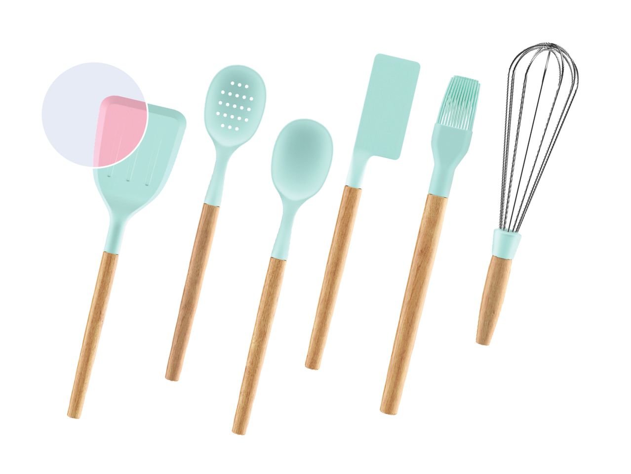 Utensile da cucina in silicone e bambù