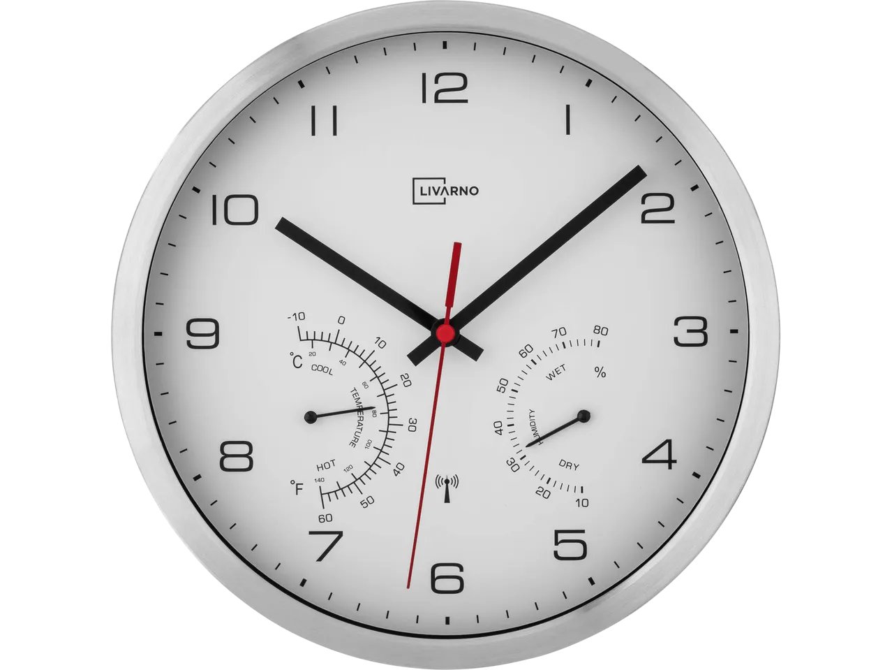 Orologio da parete radiocontrollato con termometro ed igrometro