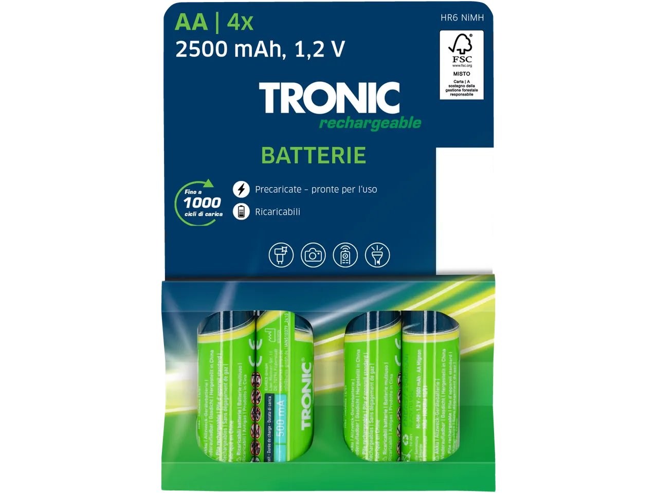 Batterie ricaricabili, 4 pezzi