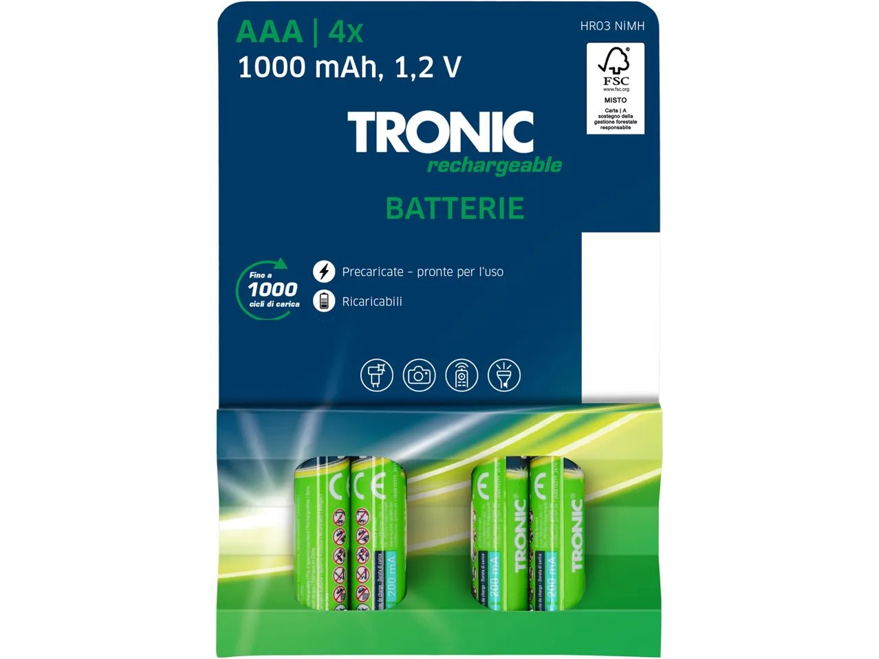 Batterie ricaricabili, 4 pezzi