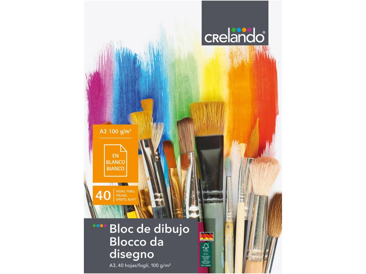 Blocco da disegno A3, 40 fogli