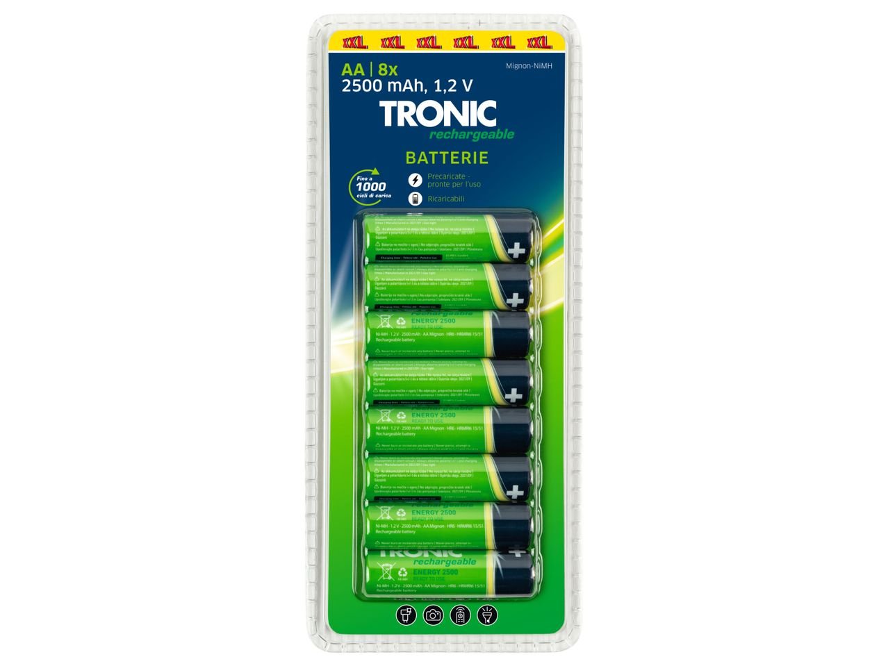 Batterie ricaricabili, 8 pezzi