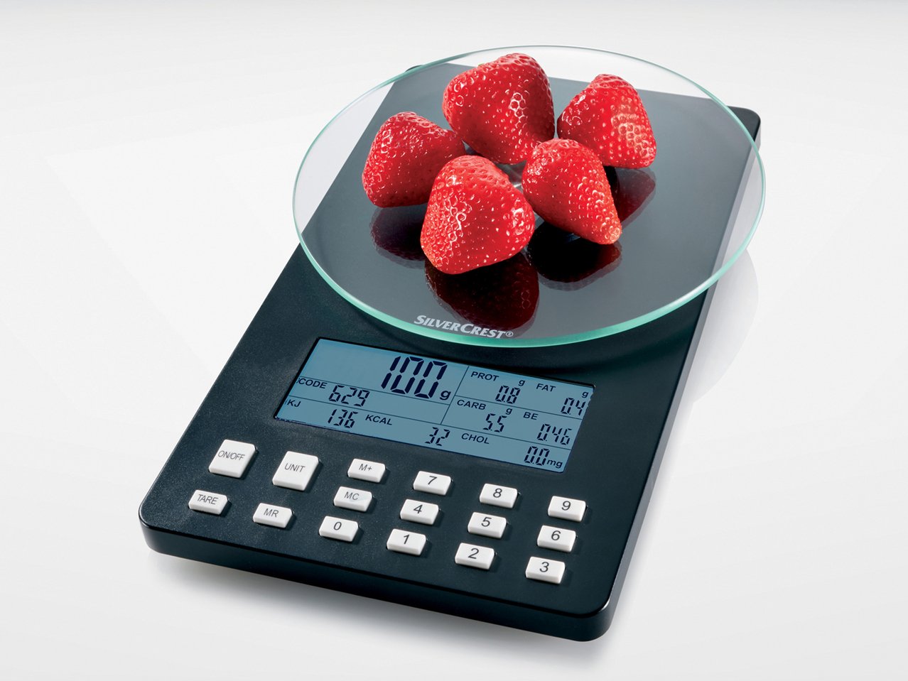 Bilancia da cucina con valori nutrizionali