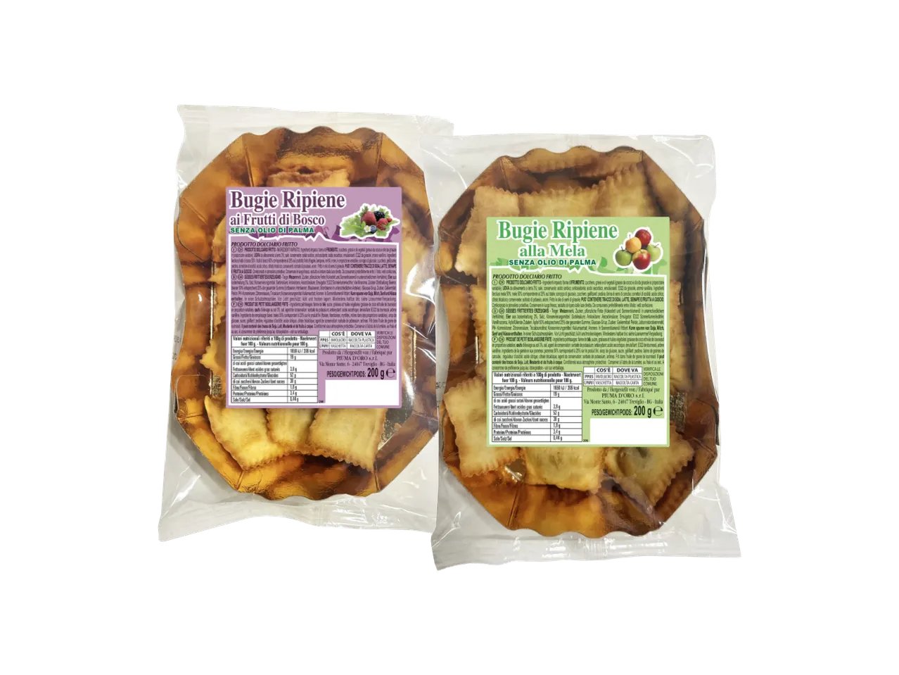 Bugie ripiene alla mela o ai frutti di bosco