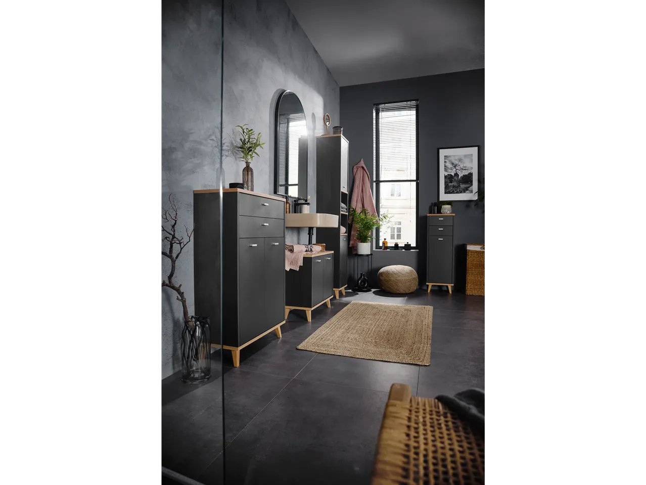 Mobiletto da bagno con 2 ante e 2 cassetti