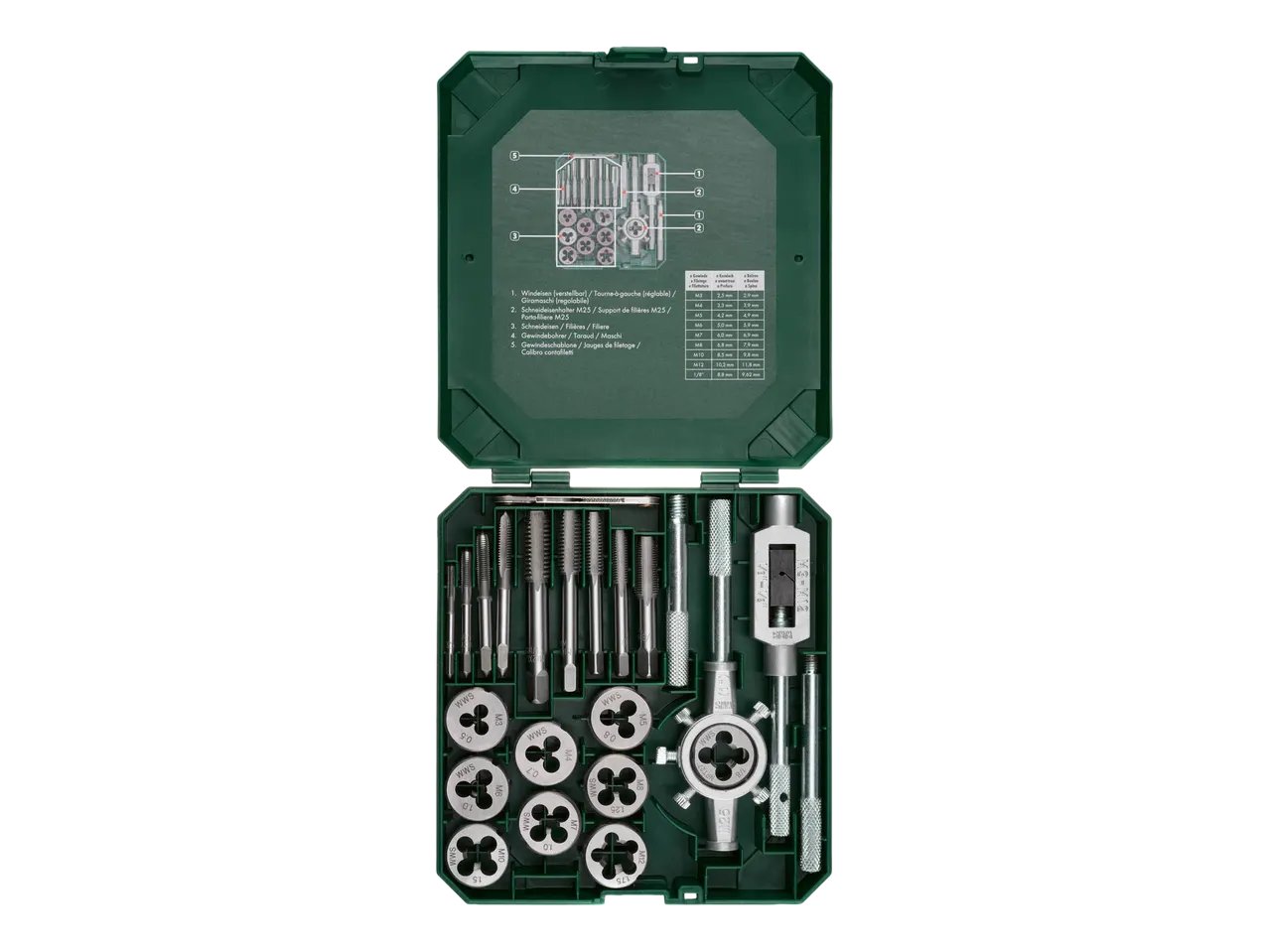 Set maschi e filiere, 21 pezzi