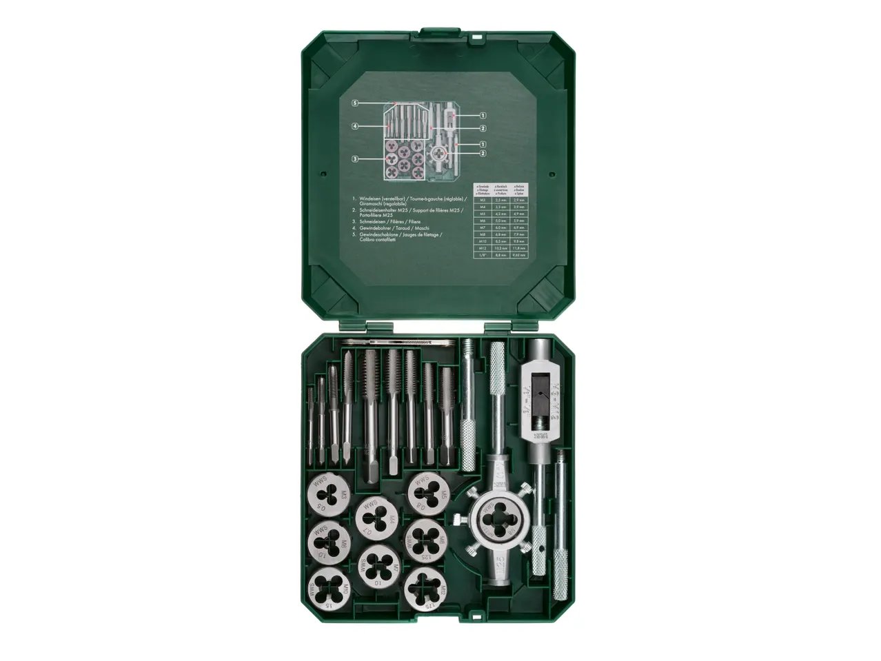 Set maschi e filiere, 21 pezzi