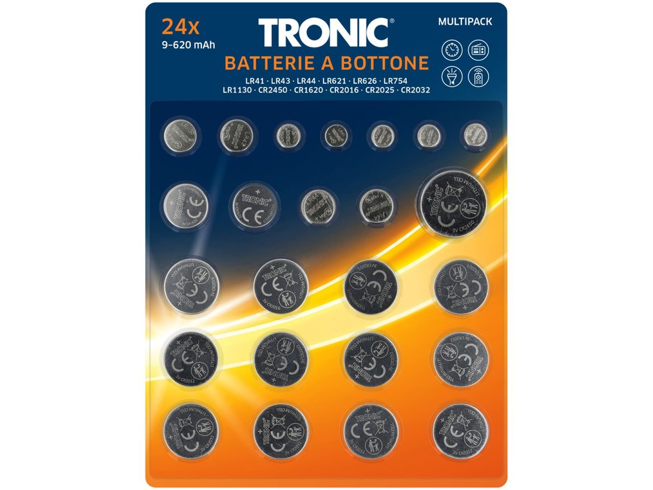 Batterie a bottone, 24 pezzi