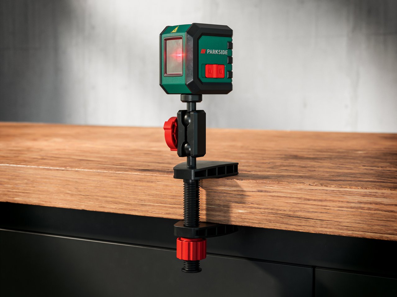 Livella laser a croce con morsetto