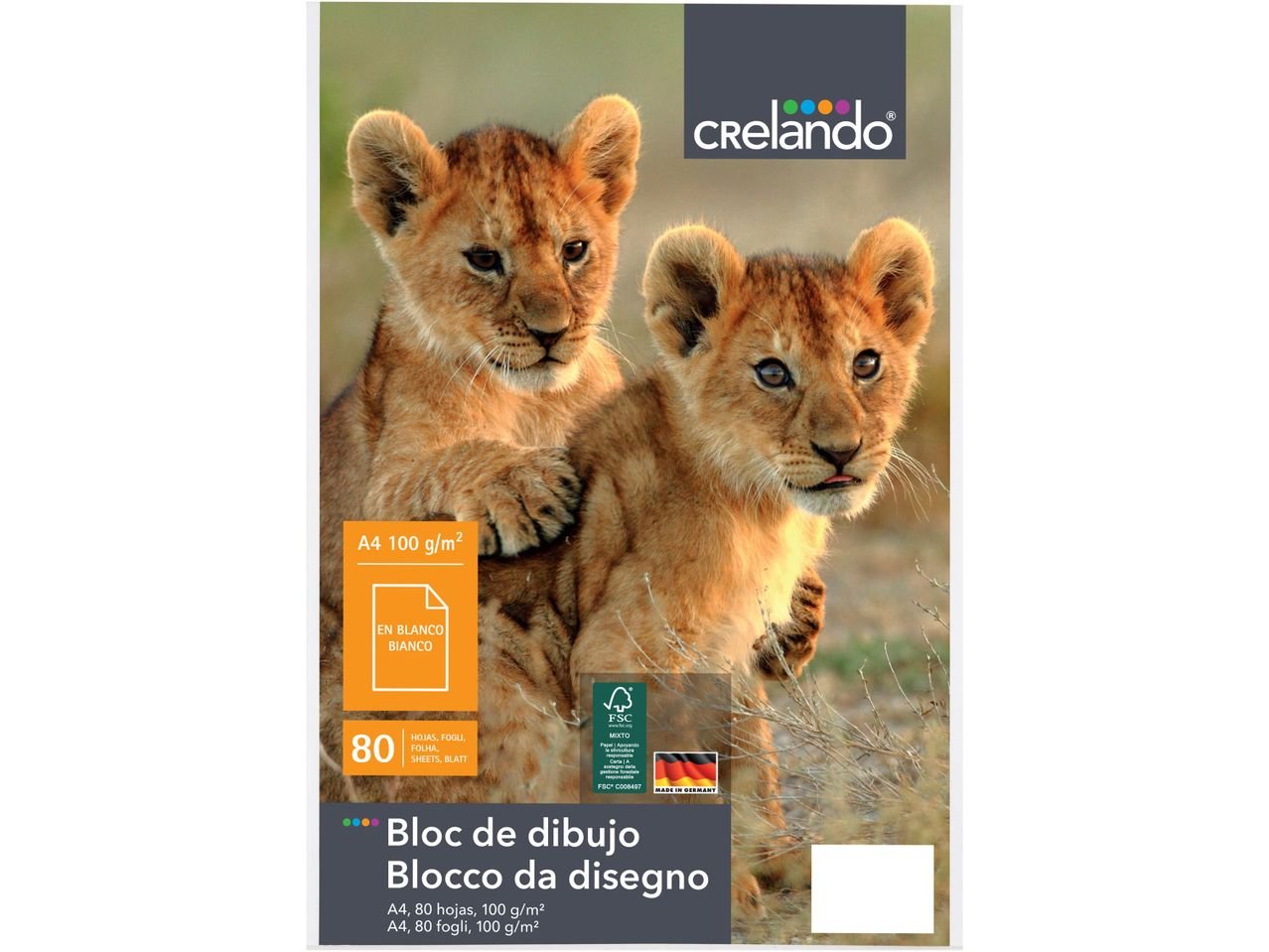 Blocco da disegno A4, 80 fogli