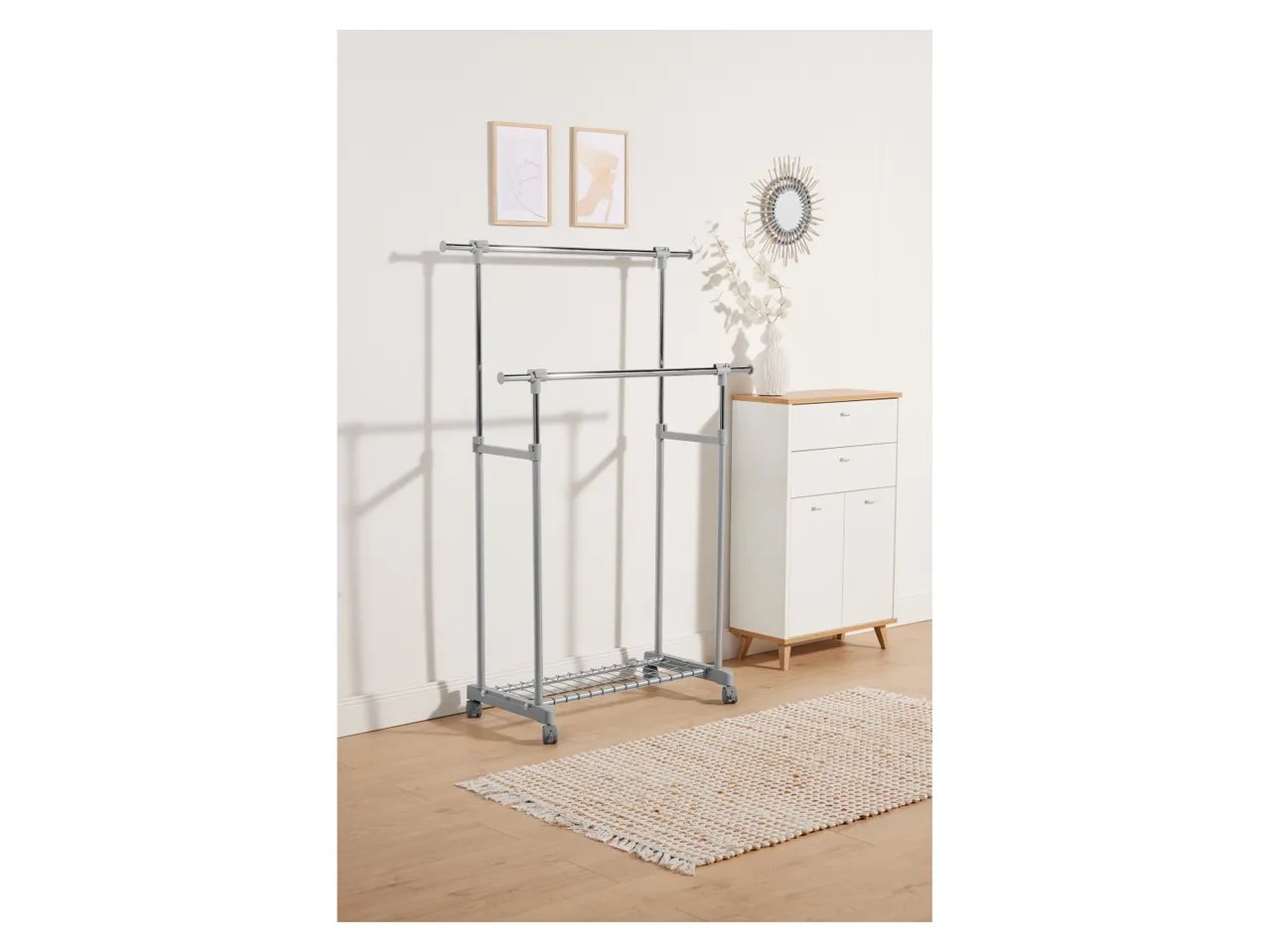 Stender appendiabiti doppio con rotelle