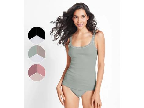 Canotta da donna con pizzo, 3 pezzi