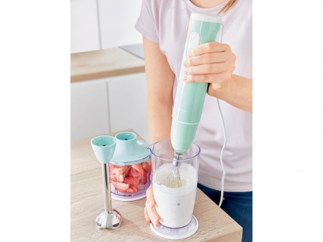 Grunkel AM-350TURBO5 Frullatore A Immersione Con 5 Velocità + Turbo - 350W Con Frusta E Ganci Impastatori