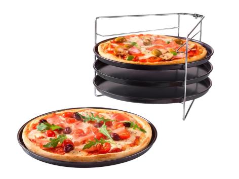 Set teglie per pizza con supporto, 5 pezzi