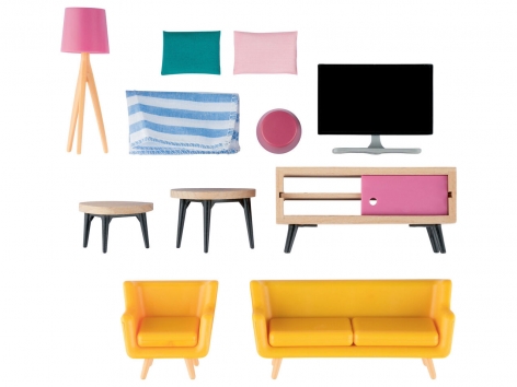 Set mobili in miniatura o set personaggi per casa delle bambole