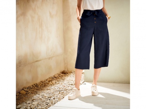 Pantaloni culotte in lino da donna