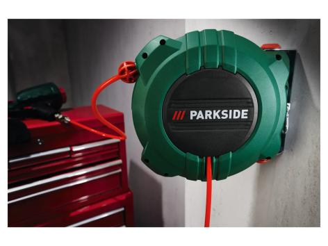 Tubo con avvolgicavo o unità di manutenzione per aria compressa